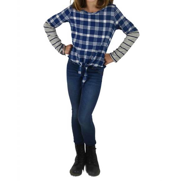 NEW AREA CODE 407 tween fall fashion tops in royal plaid - Picture 1 of 1
